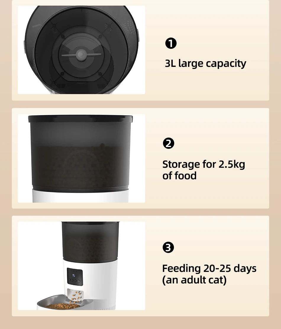 ROJECO Automatic Cat Feeder With Camera Video Cat Food Dispenser Pet Smart Voice Recorder Remote Control Auto Feeder For Cat Dog