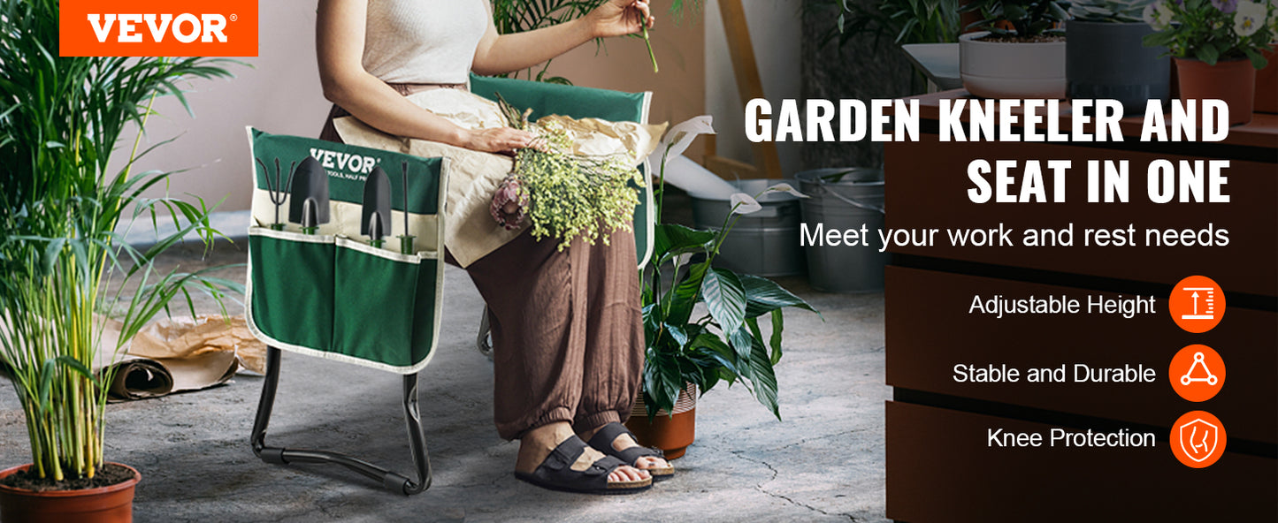 VEVOR Garden Kneeler and Seat 330 lbs Load Capacity 8/10" EVA Wide Pad Foldable Garden Stool Kneeling Bench for Gardening